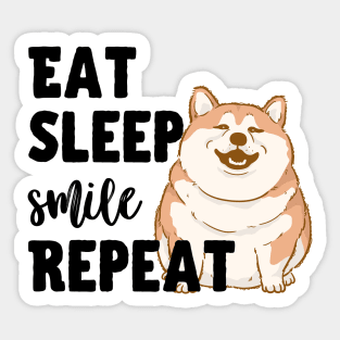 Eat Sleep Smile Repeat Fat Shiba Inu Akita Inu Sticker